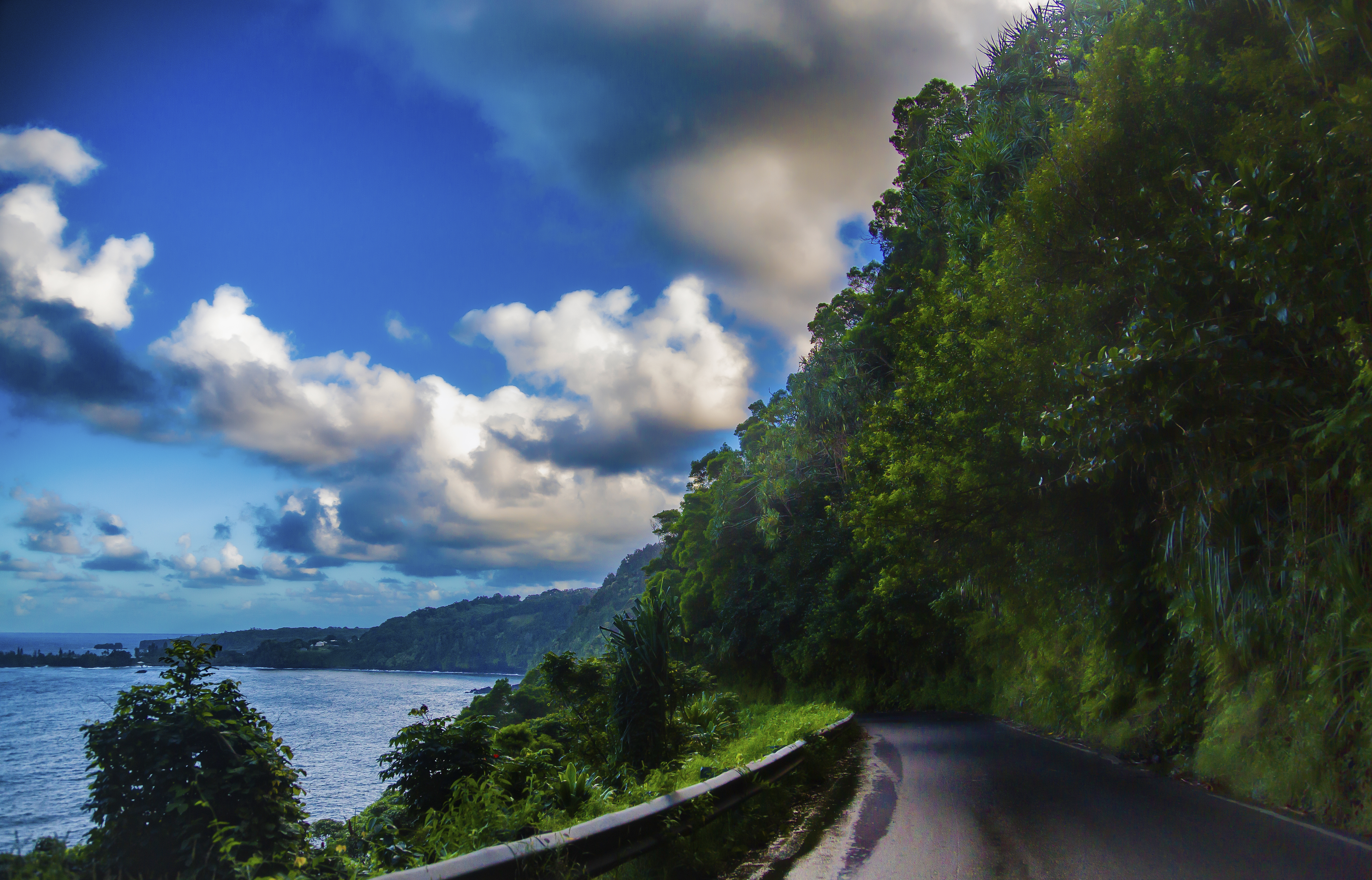 The Hana Highway on the Hawaiian island of Maui. The road has almost 500 turns between the towns of Paia and Hana.