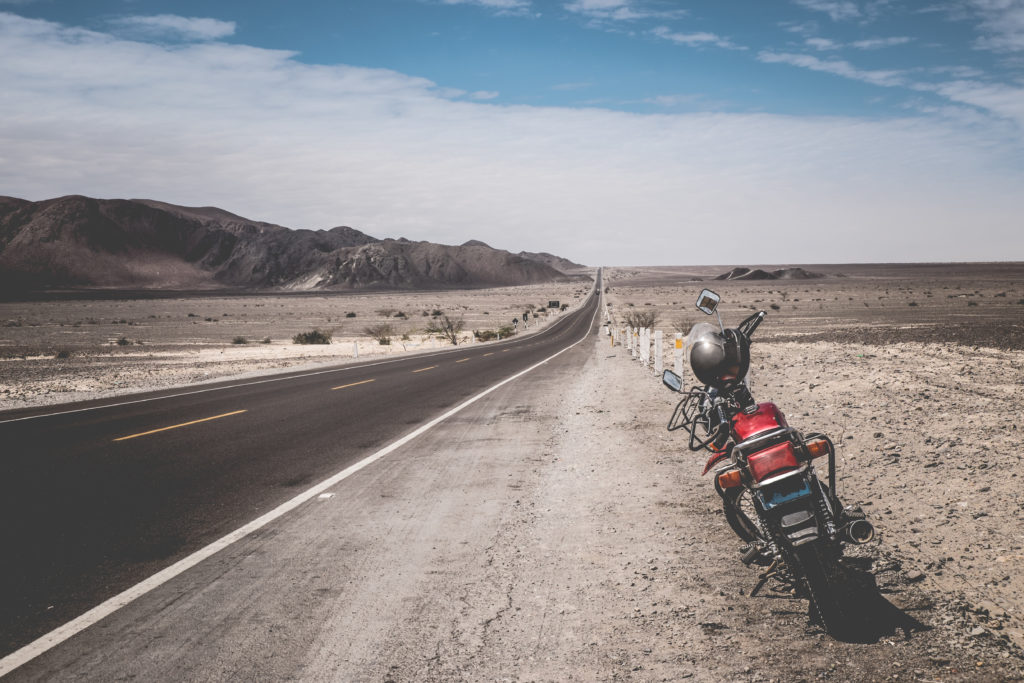 Motorbike on the Pan-American Highway in Per?