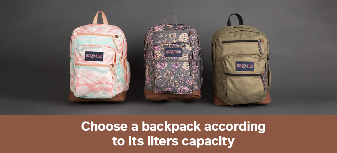 back pack capacity in liters